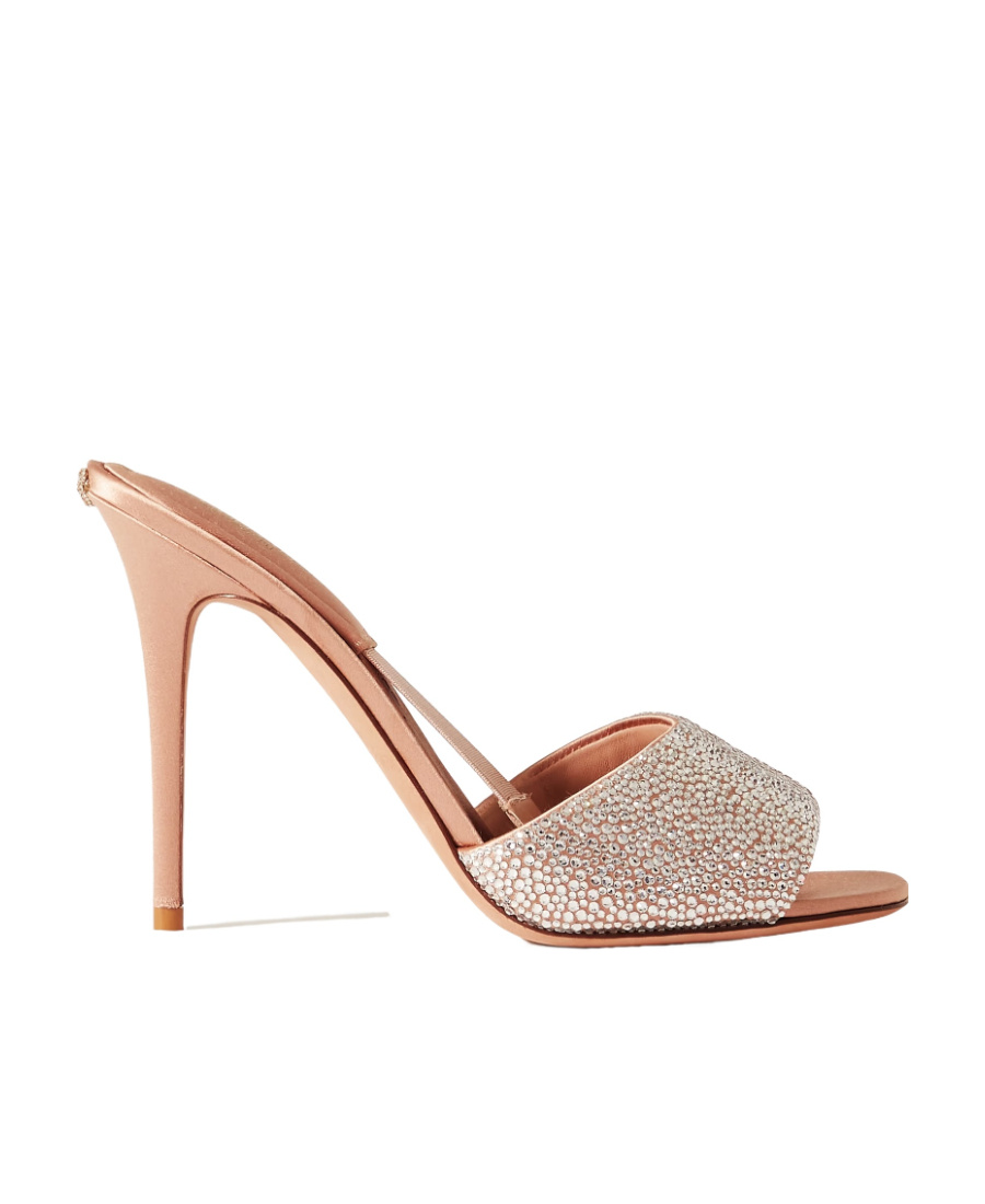 Valentino Garavani Nite-out Crystal-embellished Mules In Nude