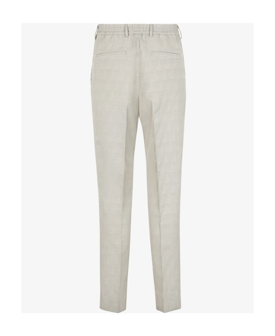 Fendi Shadow Motif Straight-leg Trousers In White