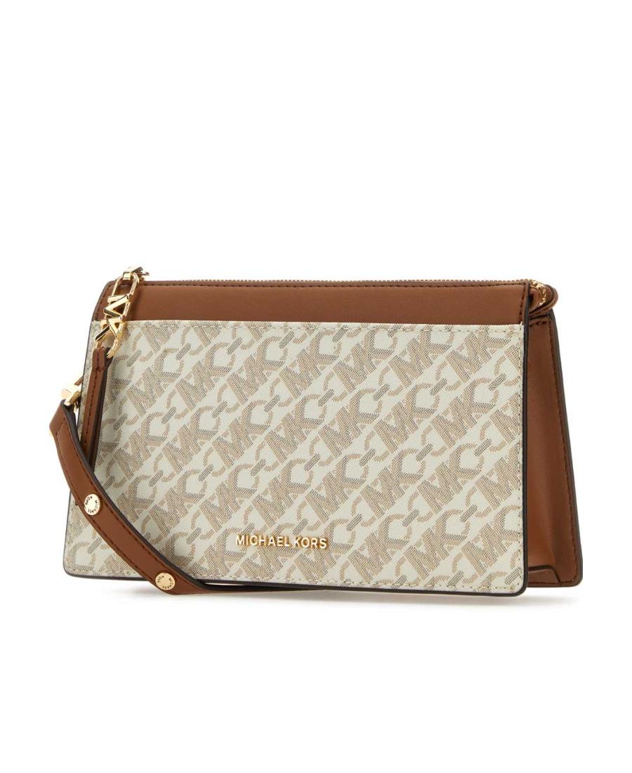 Michael Michael Kors Monogram-jacquard Crossbody Bag In Nude
