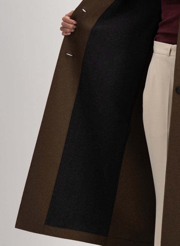 Harris Wharf London Long-sleeved Wool Coat In Green
