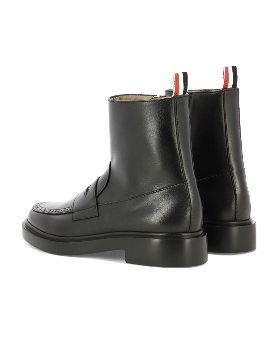 Thom Browne Penny Loafer Ankle Boots In Black