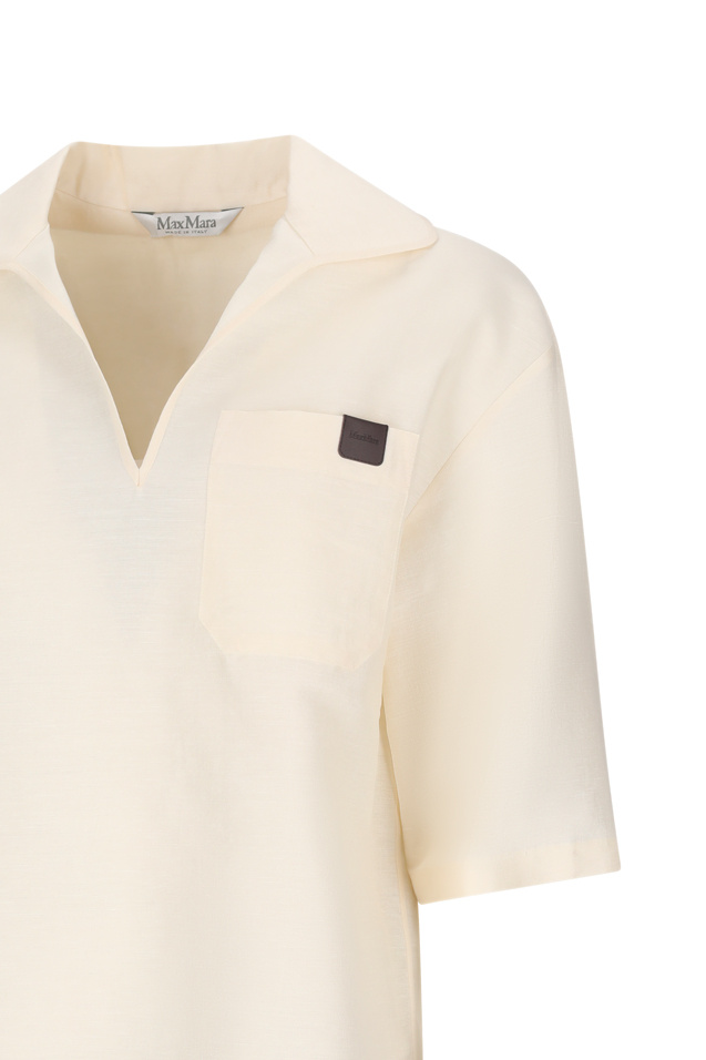 Max Mara Osiride Linen And Silk-blend Polo Shirt In White
