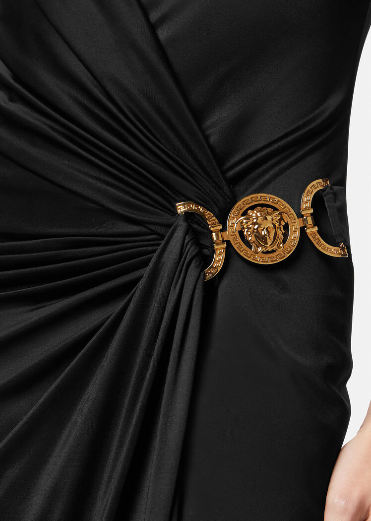 Versace Medusa '95 Black Midi Dress In Black