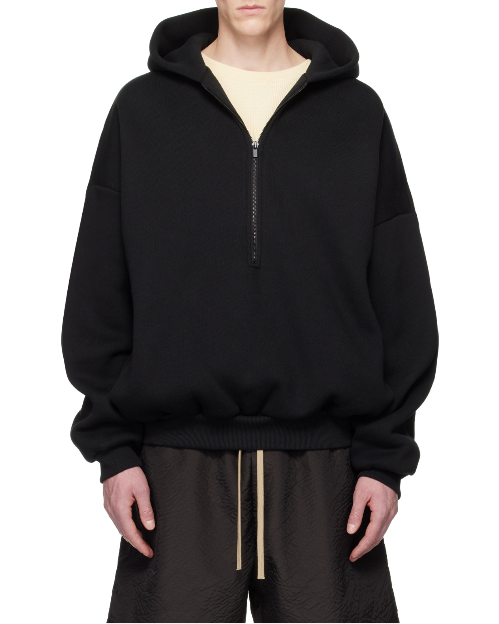 Fear Of God Half-zipped Hoodie In Black