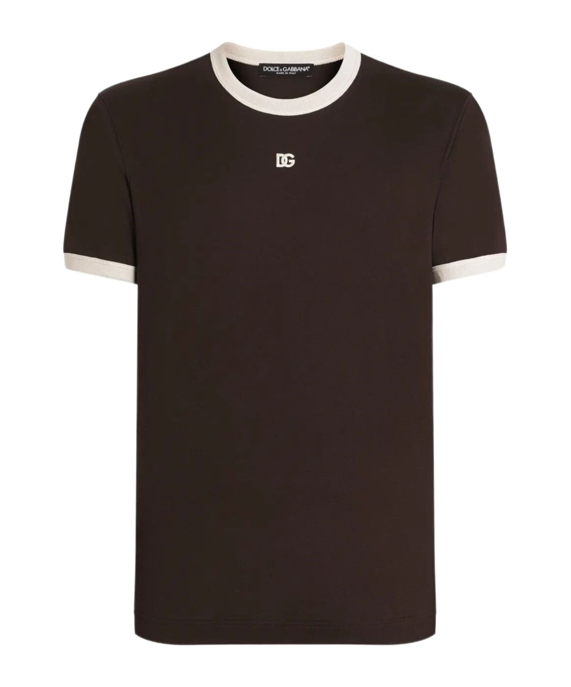 Dolce & Gabbana Men Short Sleeve Crew-neck T-shirt In Brown
