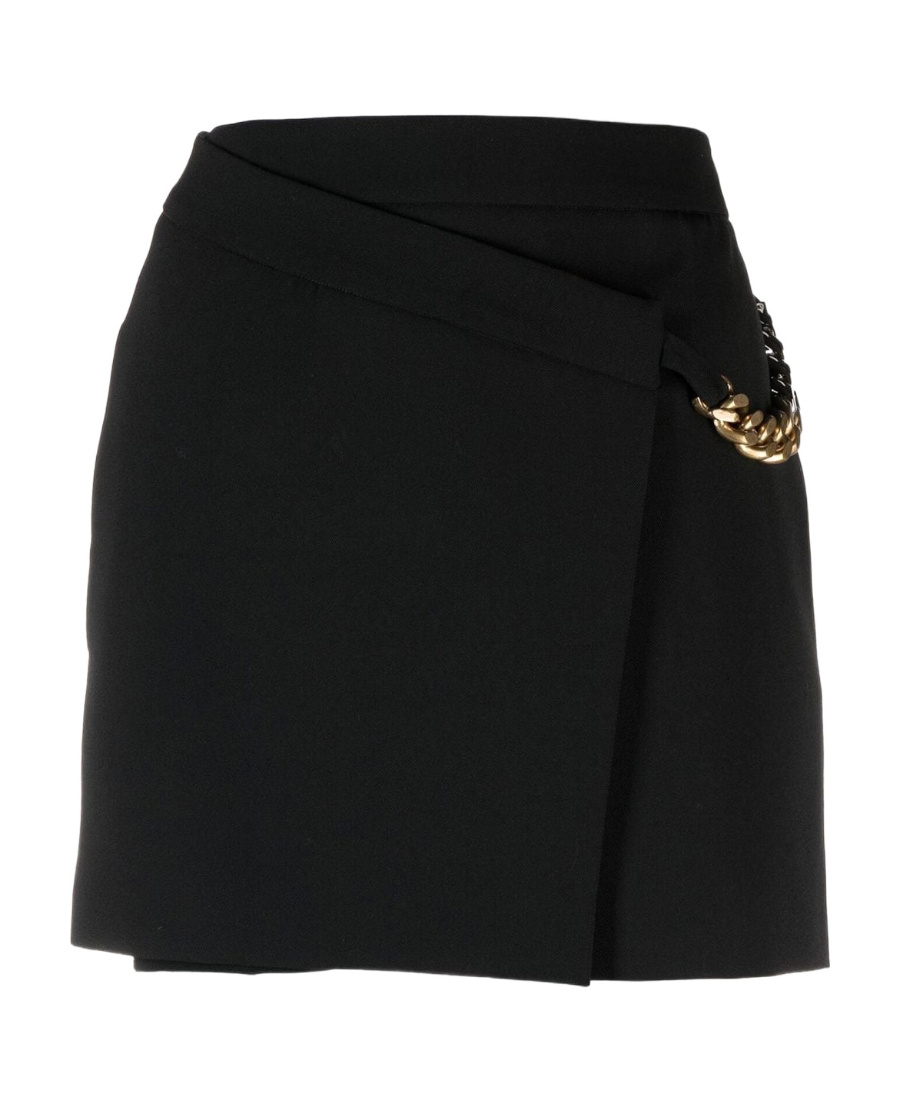 Stella Mccartney Falabella Embellished Twill Mini Wrap Skirt In Black