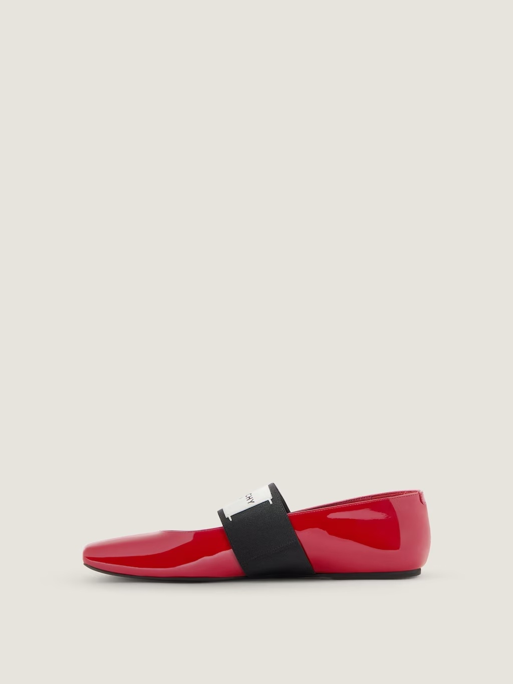 Givenchy Sliced Square Label Patent Leather Ballerina Flats In Blue