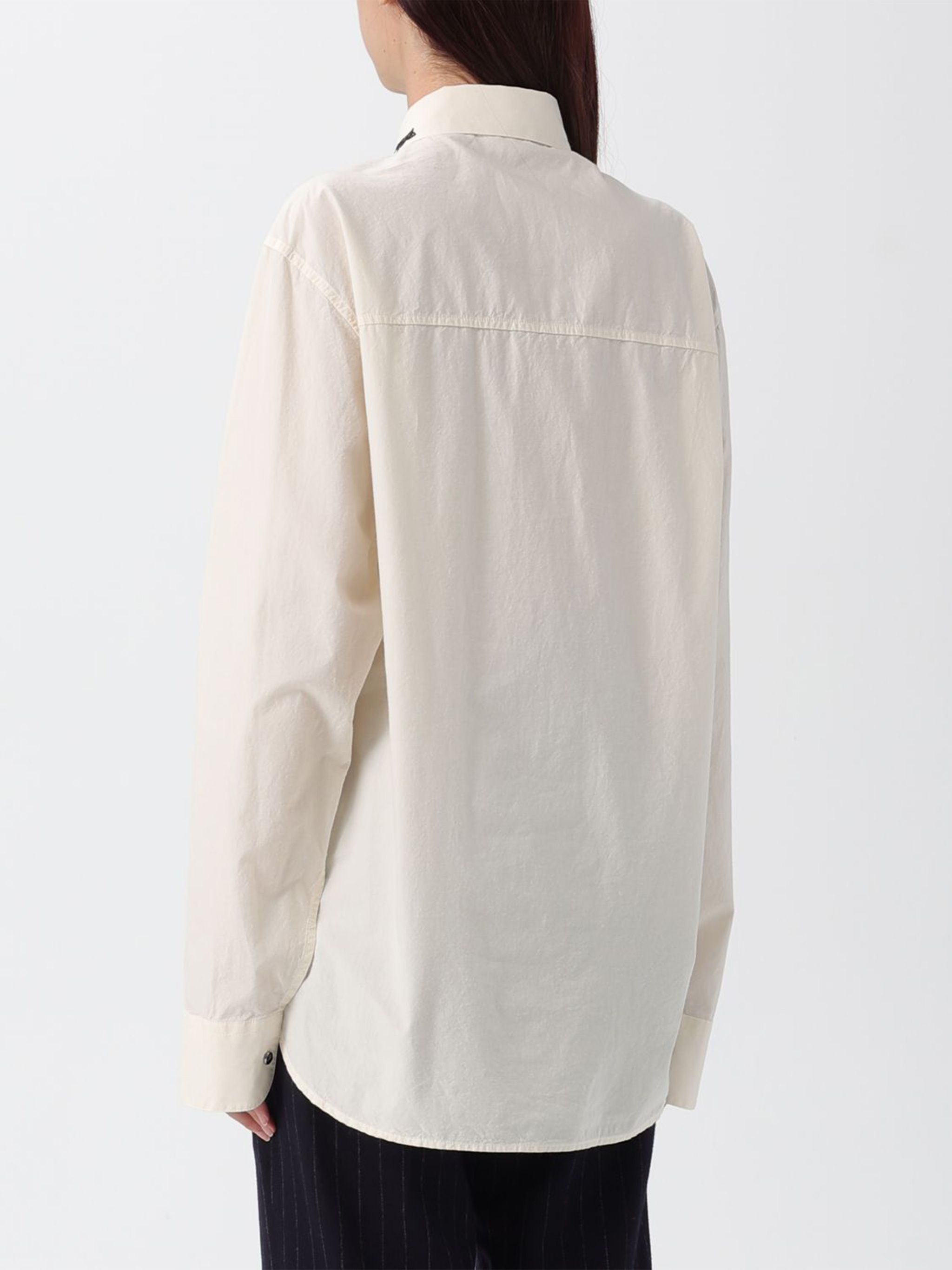 Barena Venezia Camille Top With Embroidered Collar And Long Sleeves In White