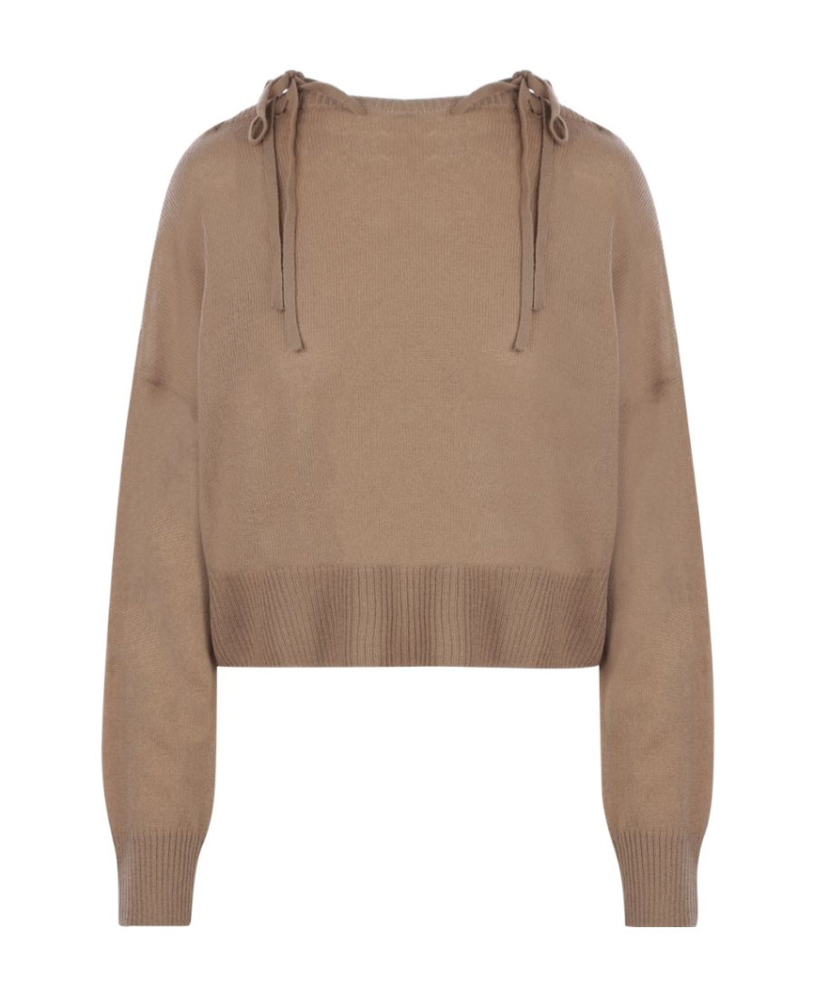 Prada Tie-fastening Knitted Cashmere Jumper In Nude