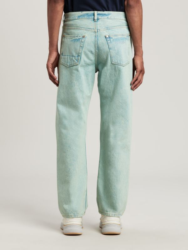 Palm Angels Overdyed Straight Leg Jeans In Green