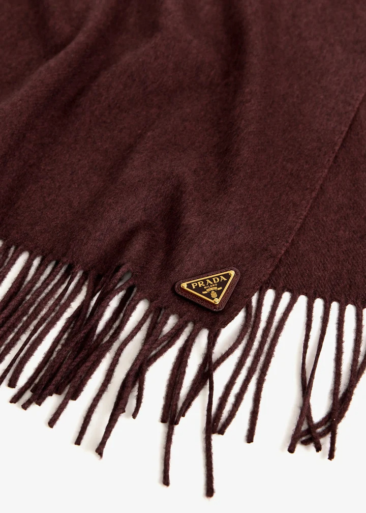 Prada Fringed Scarf In Brown