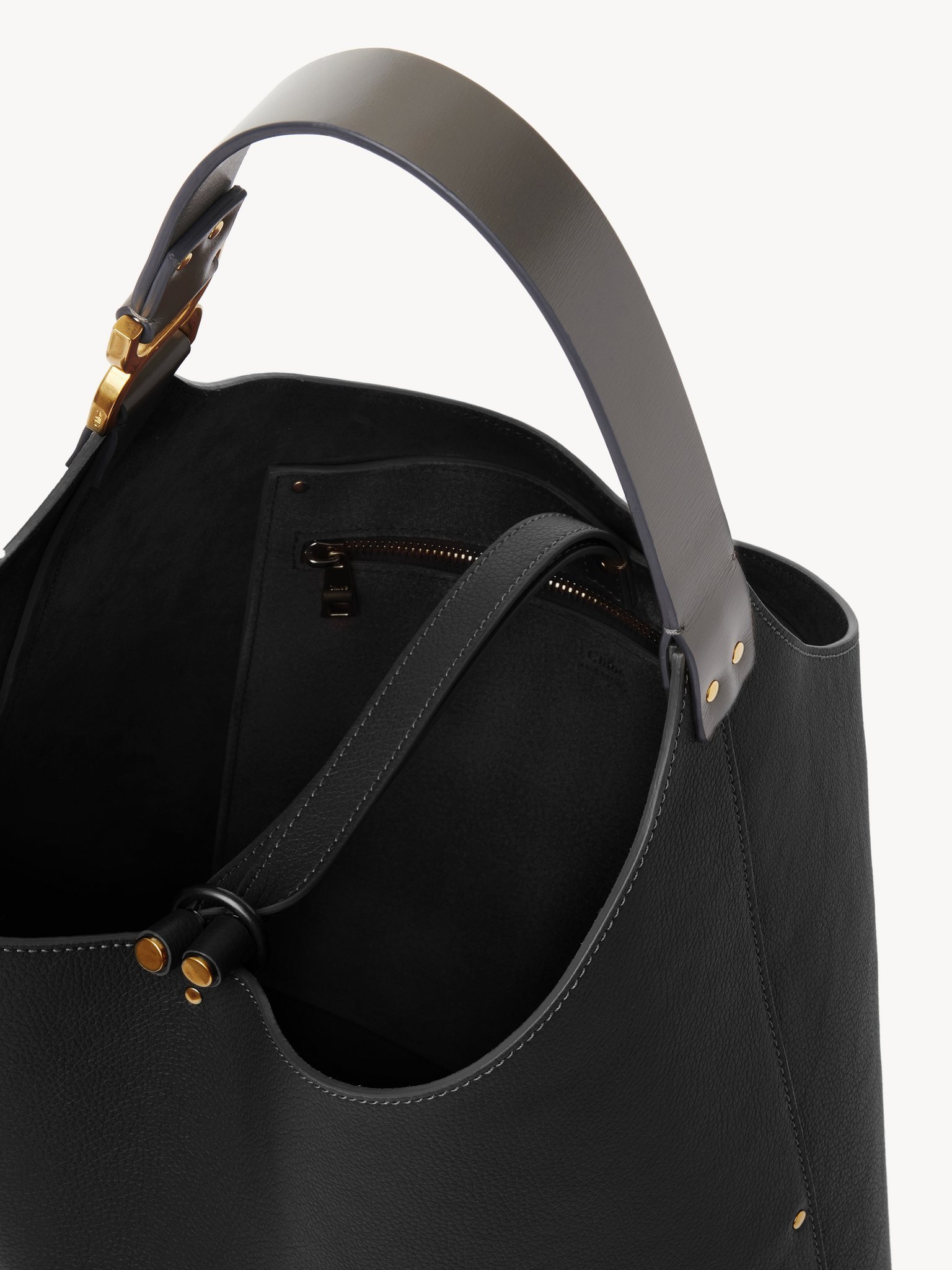 Shop Chloé Marcie Leather Shoulder Bag In Black