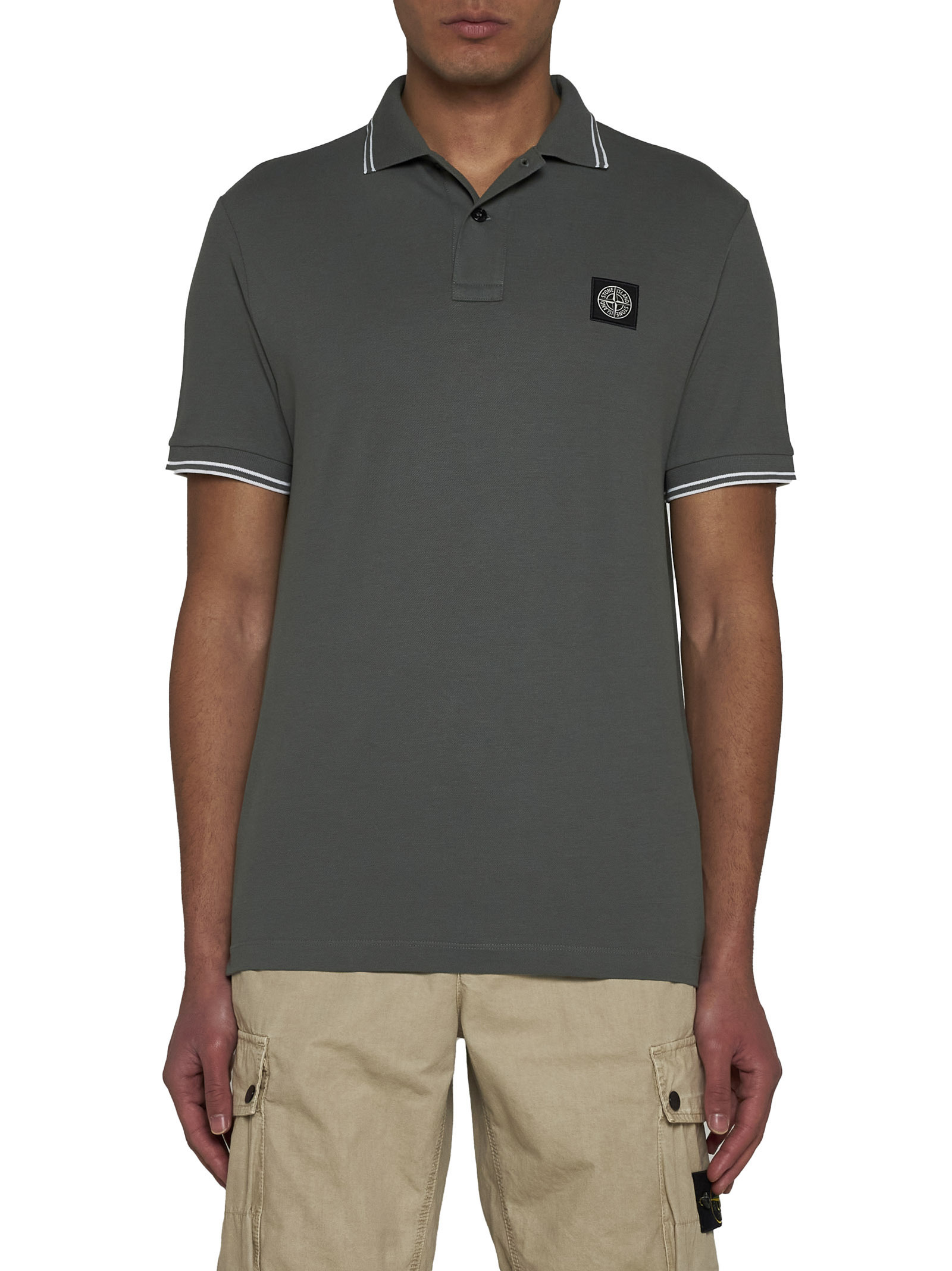 Stone Island Slim Fit Short Sleeve Polo Shirt In Gray