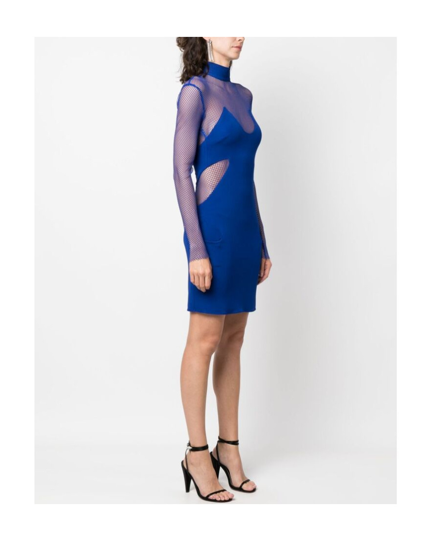 Tom Ford Crepe Mesh-panelling Mini Dress In Blue
