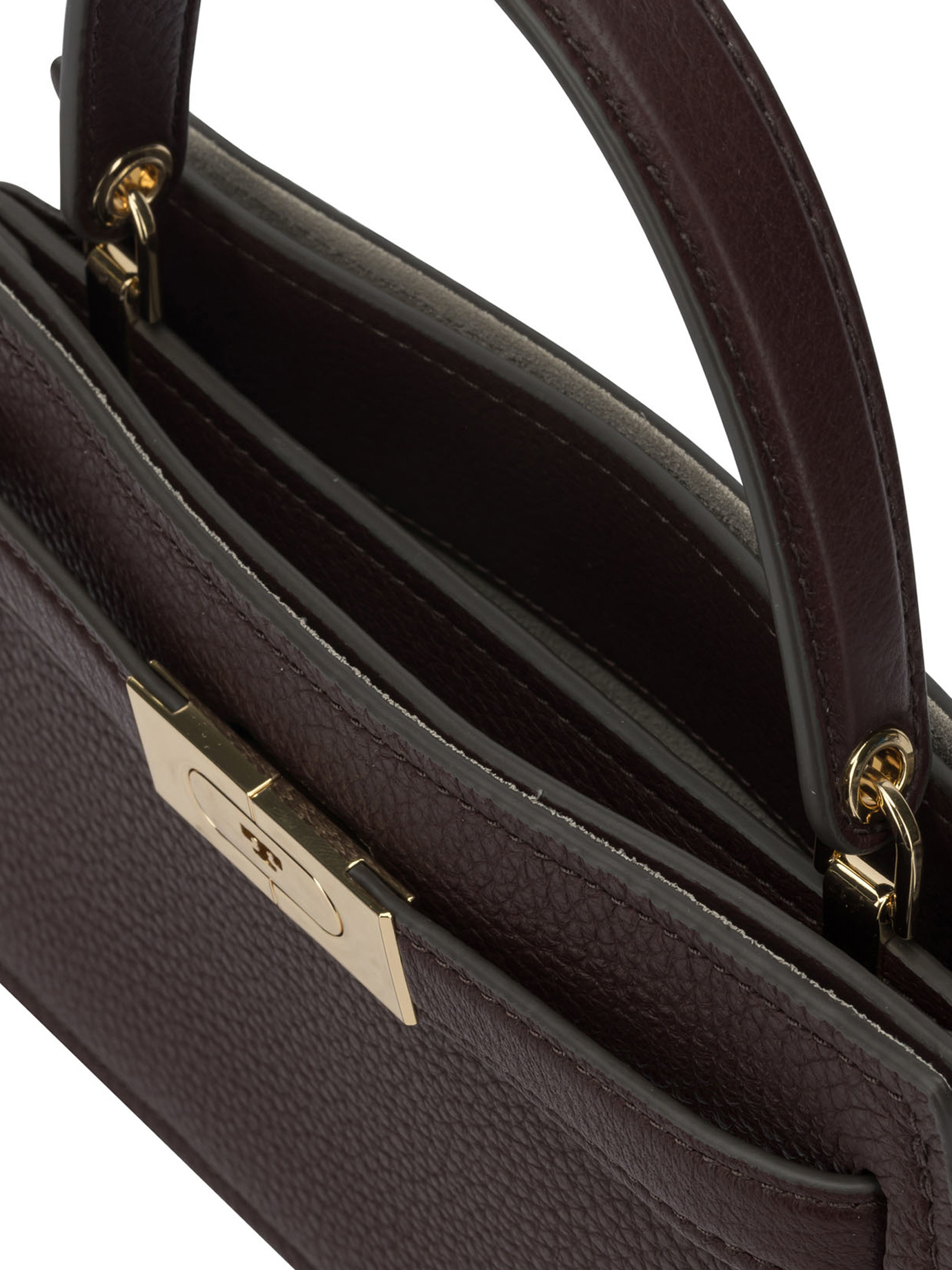 Tory Burch Mini Lee Radziwill Pebbled Top Handle Bag In Burgundy