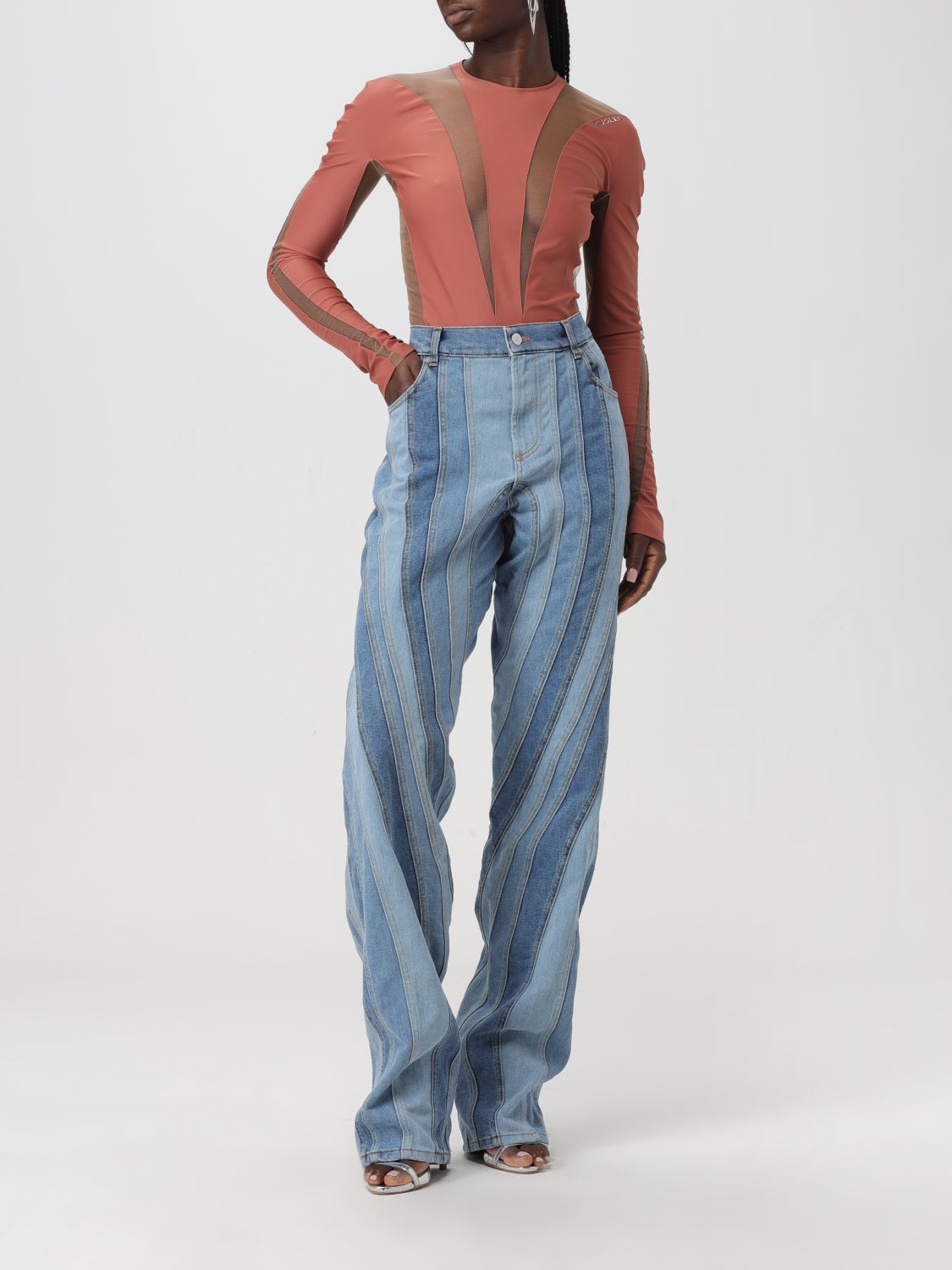 Mugler Spiral Straight-leg Jeans In Blue