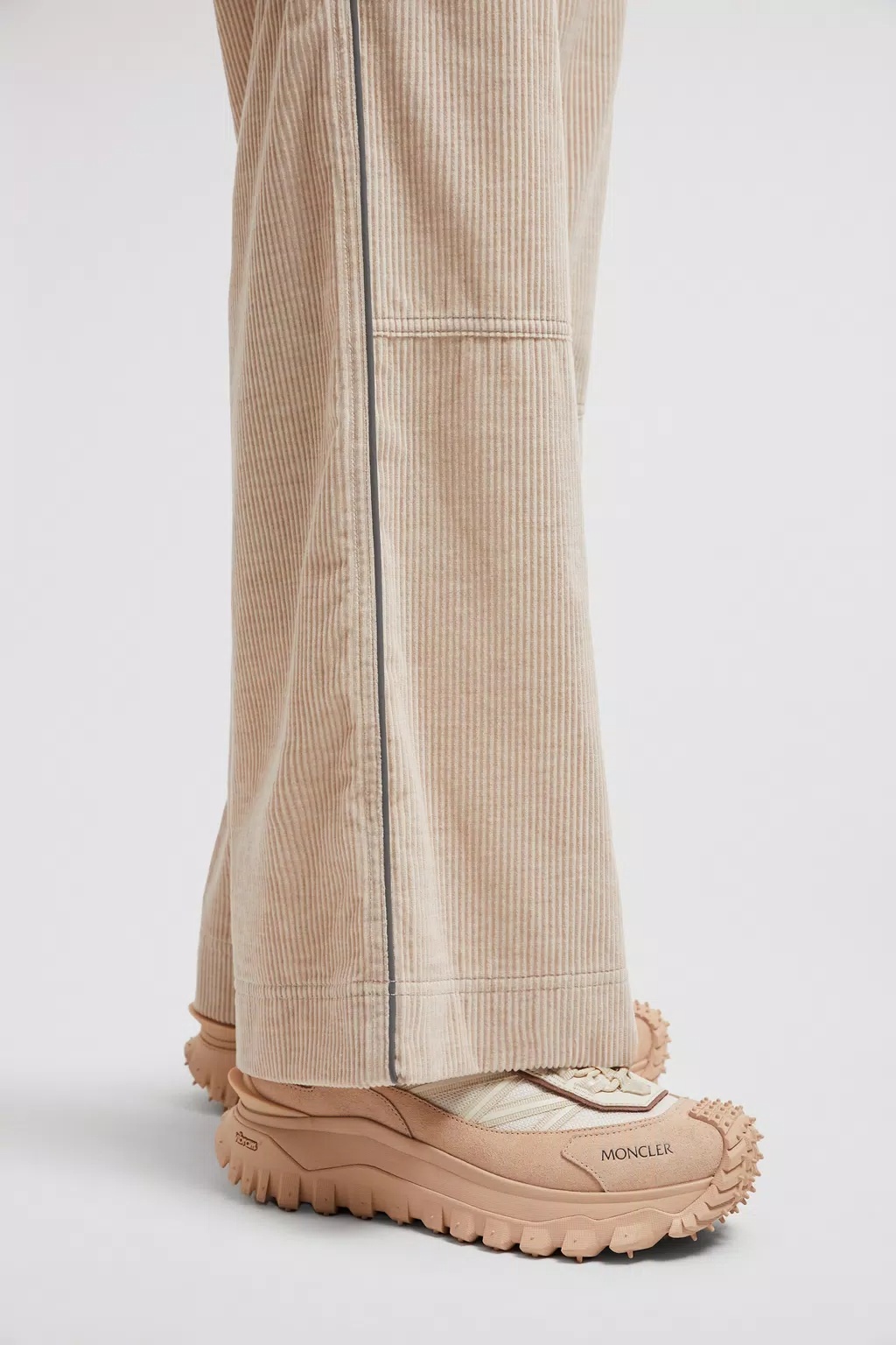 Moncler Logo-patch Trousers In Nude