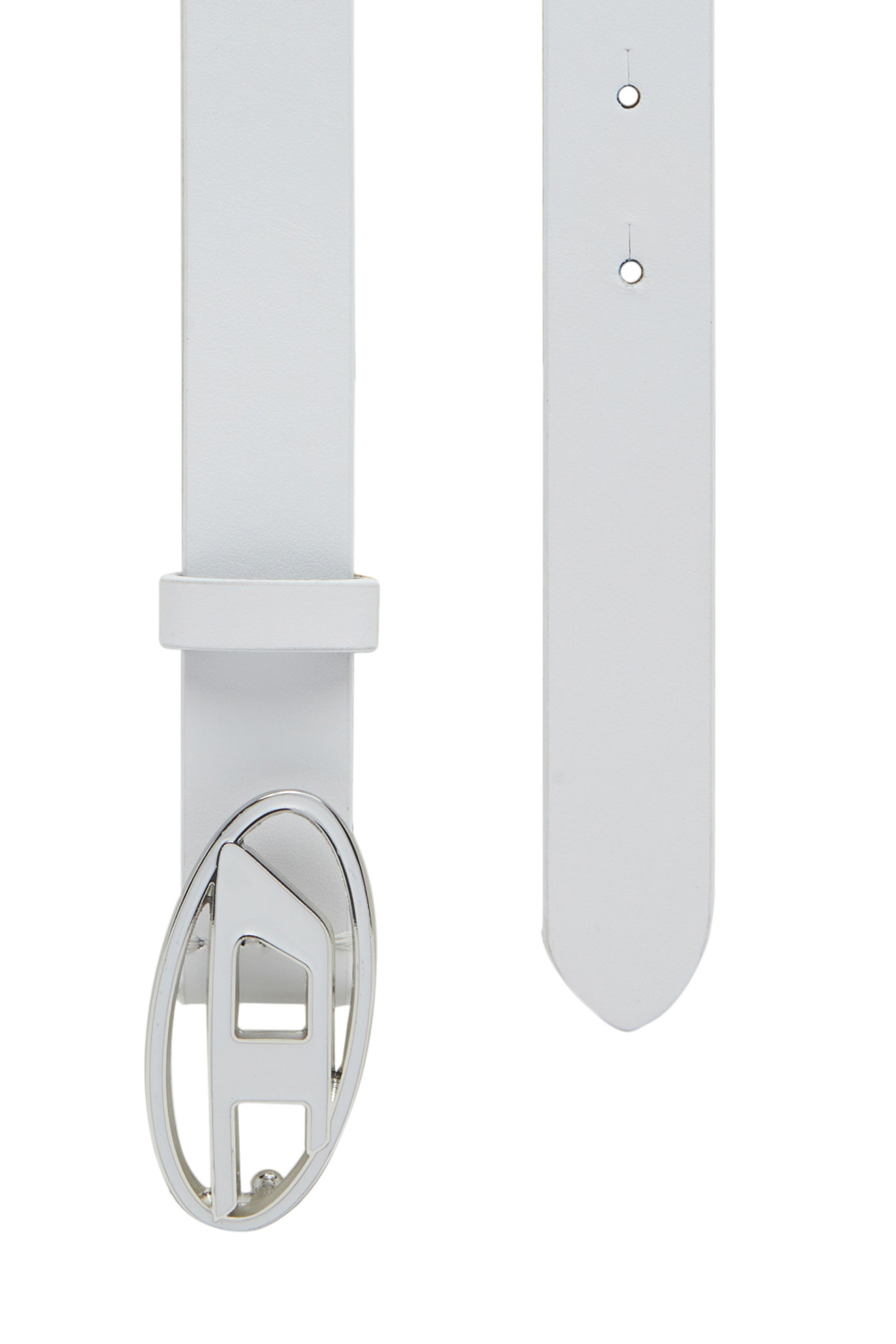Diesel White Logo-plaque Leather Belt In White