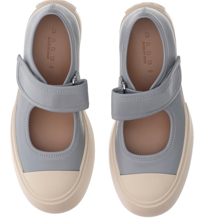 Marni Gray Calfskin Low-top Sneakers With Hook-and-loop Closure In Nude