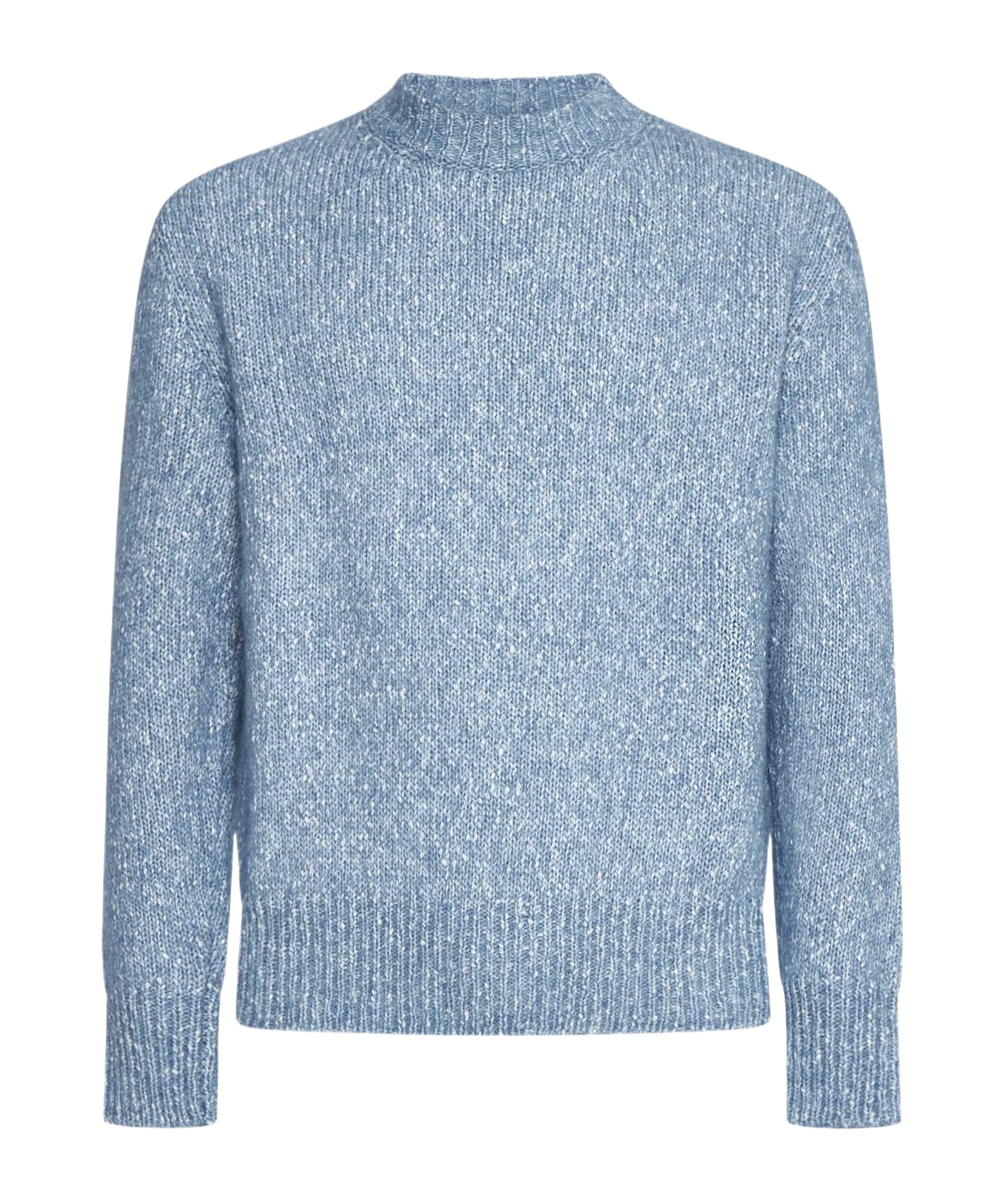 Lardini Light Blue Bouclé-effect Crewneck Sweater <br/> In Blue