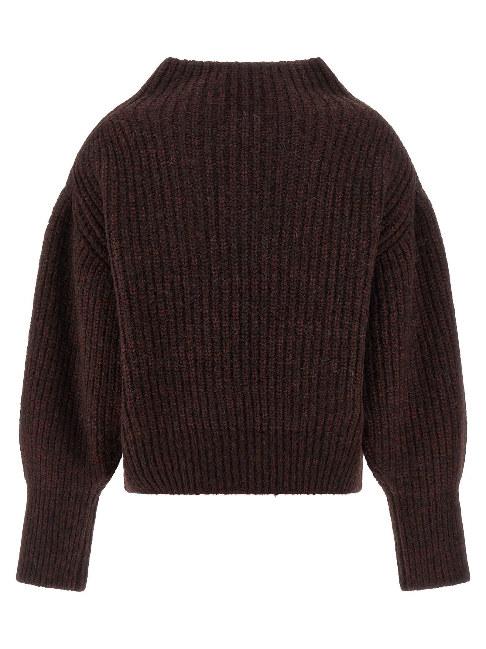 Dries Van Noten High Neck Long Sleeve Knit Sweater In Brown