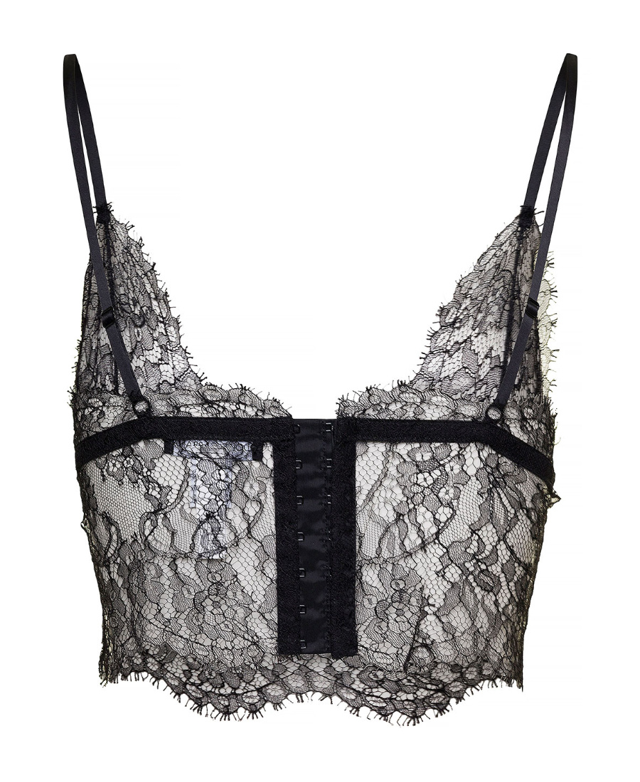 Dolce & Gabbana Black Bralette With Adjustable Closure In Chantilly Lace Woman In Black