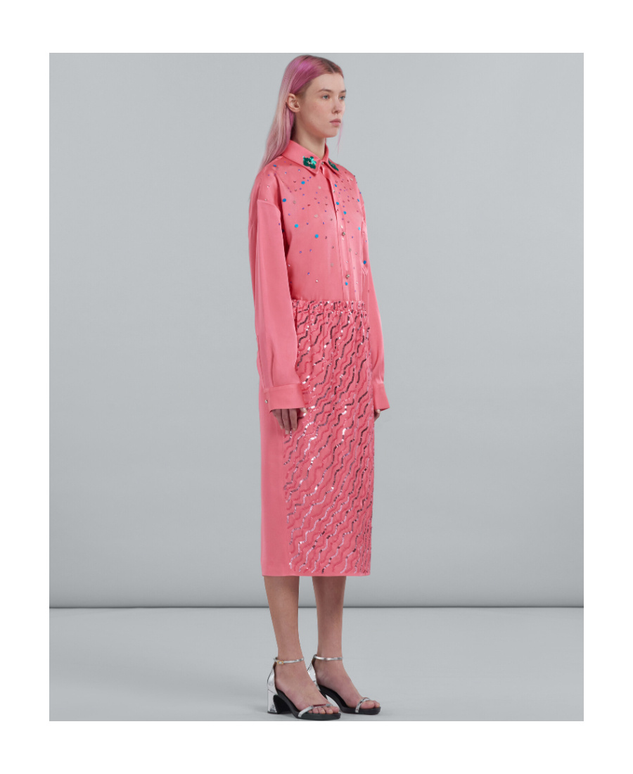 Marni Sequin-embellished Oversized Shirt In Pink