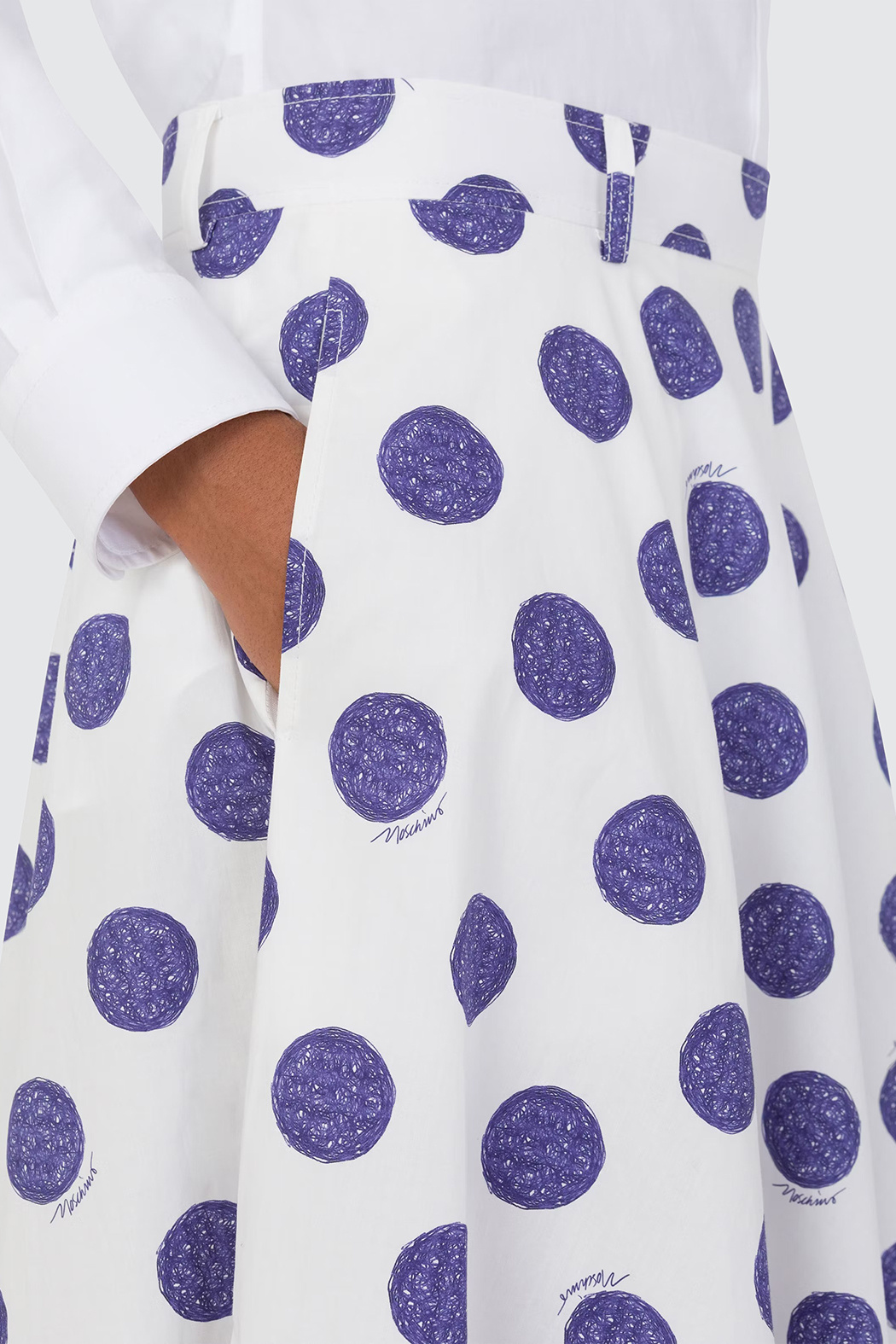 Moschino Biro Polka Dots Poplin Skirt In White