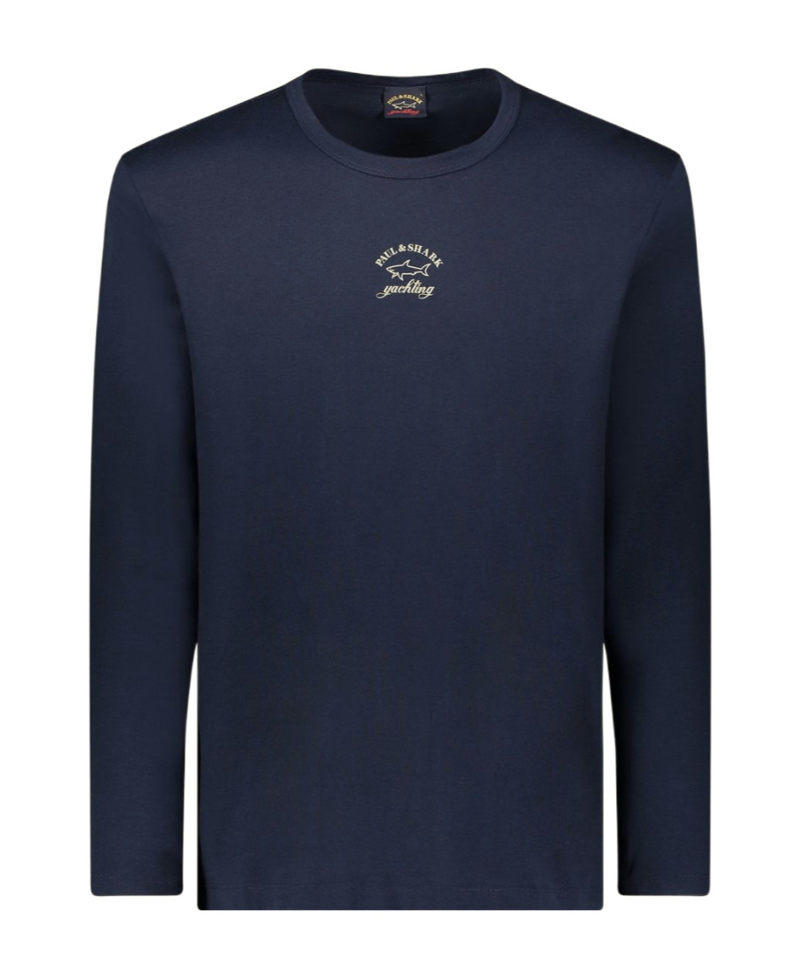 Shop Paul & Shark Round Collar And Long-sleeved T-shirt In Black