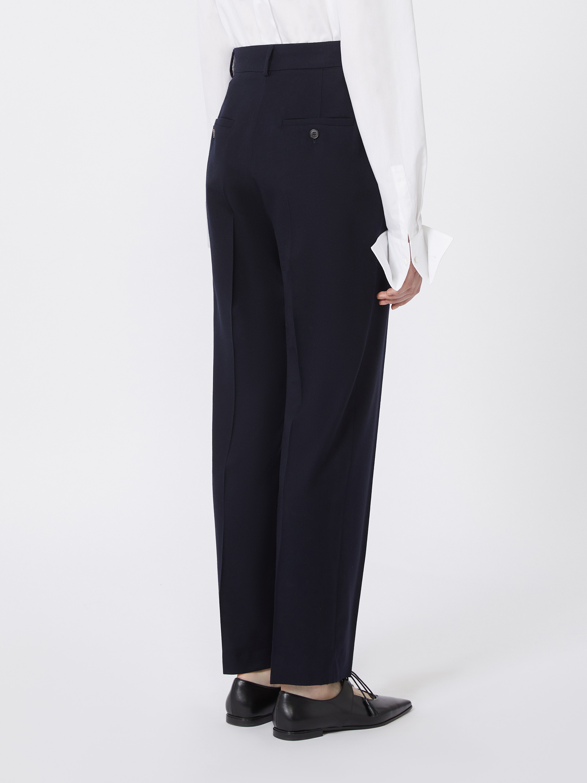 Max Mara Straight-leg Wool Trousers In Blue