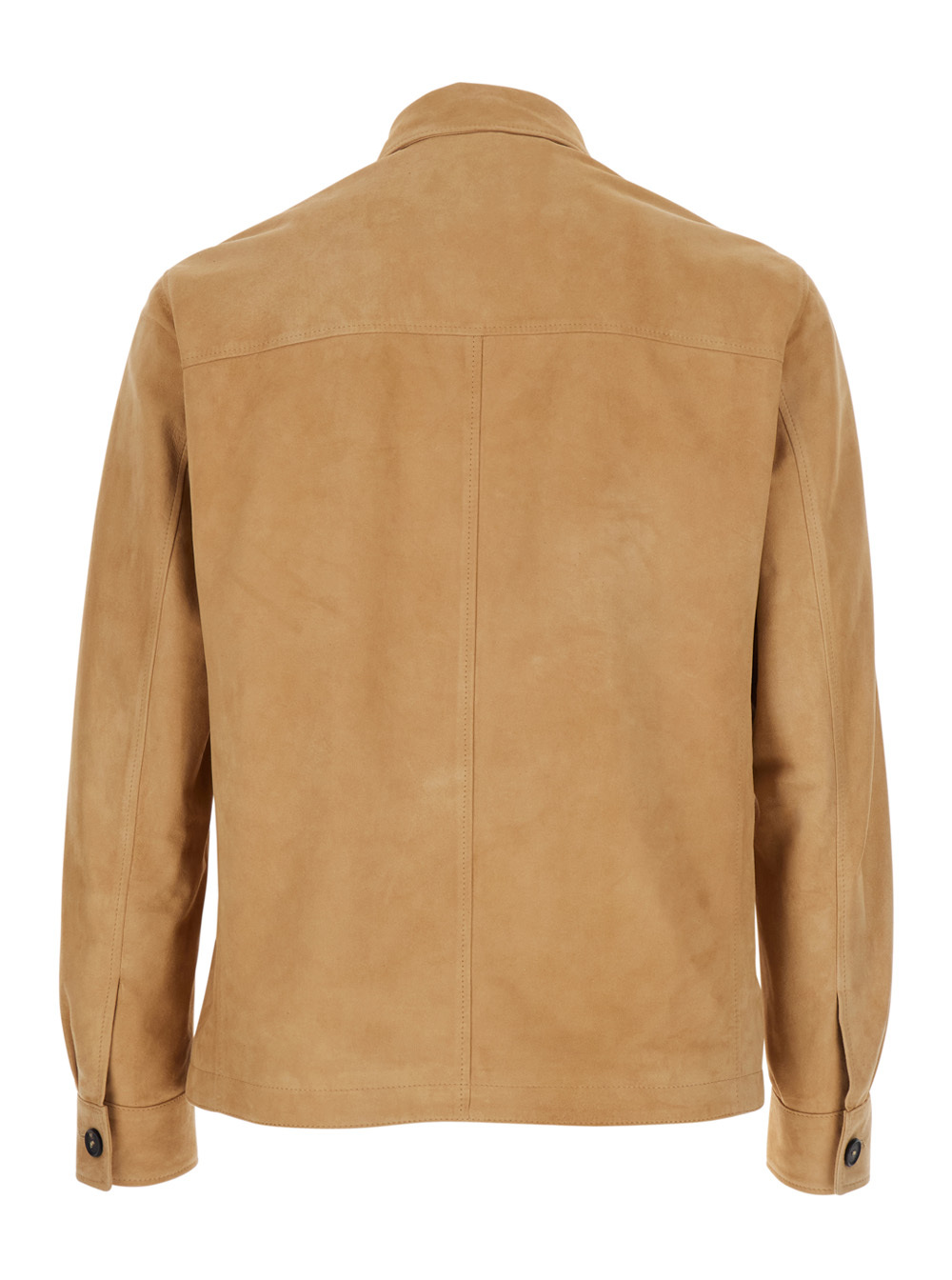 Tagliatore Beige Classic Collar Suede Jacket In Brown