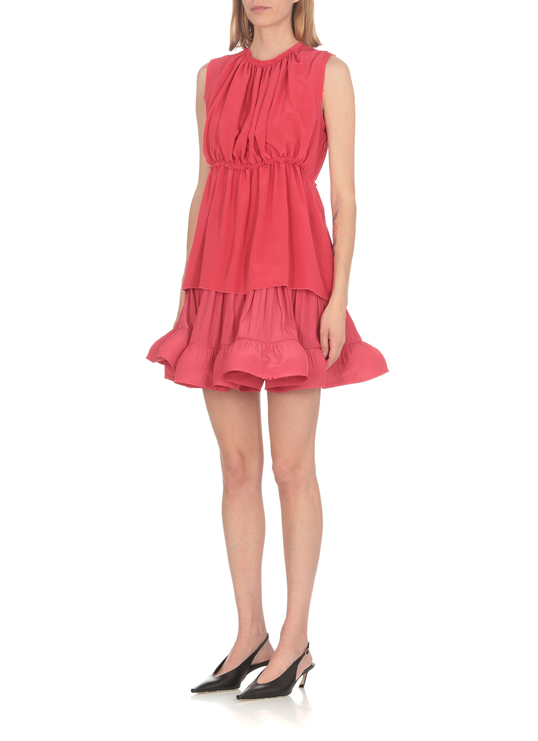 Lanvin Sleeveless Pleated Top Elasticated Waist In Red