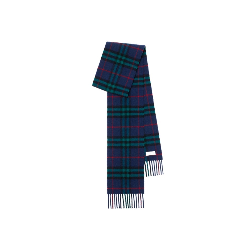 Burberry Narrow Check Cashmere Scarf In Blue