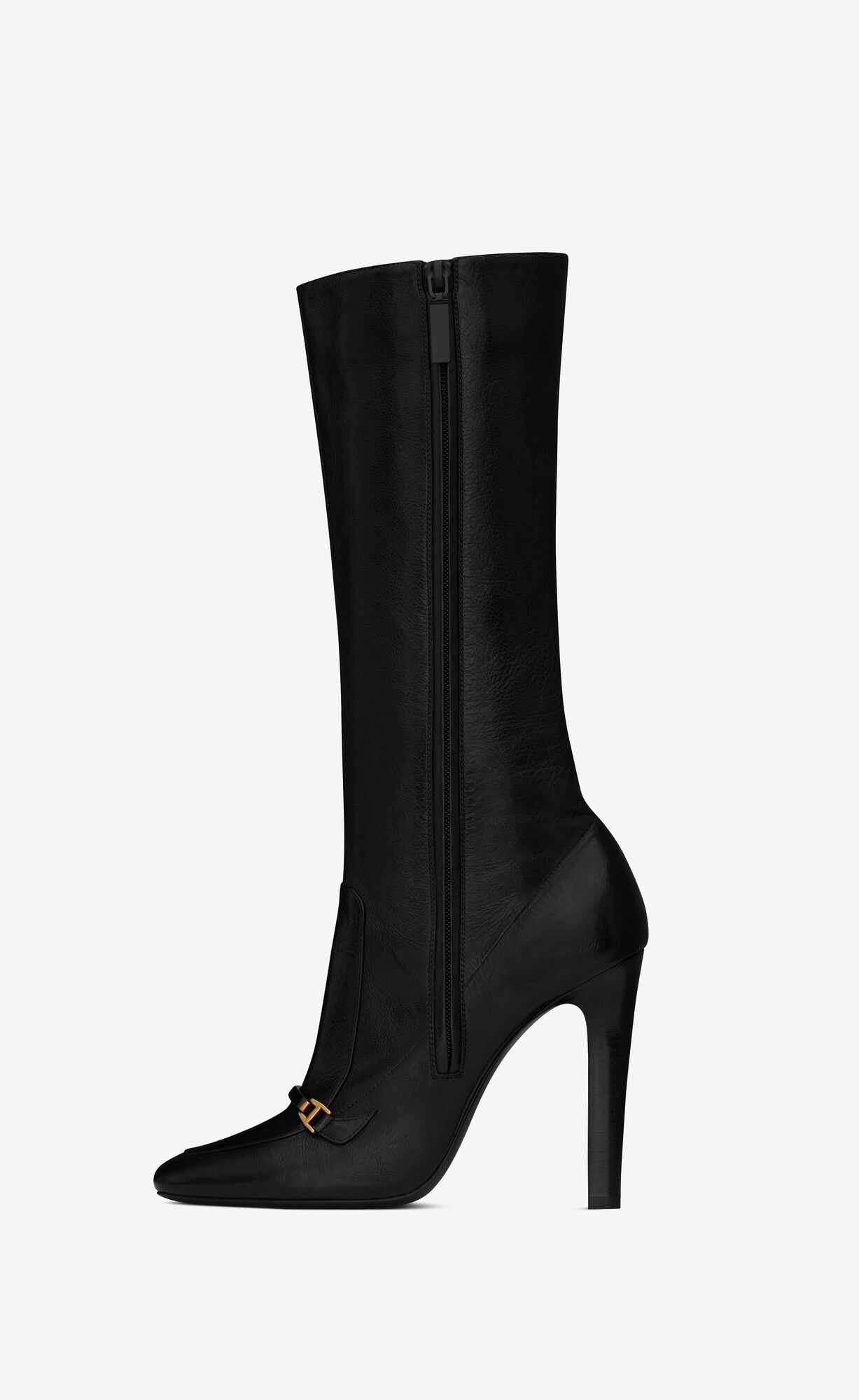 Saint Laurent Black Camden Square-toe Boots In Black