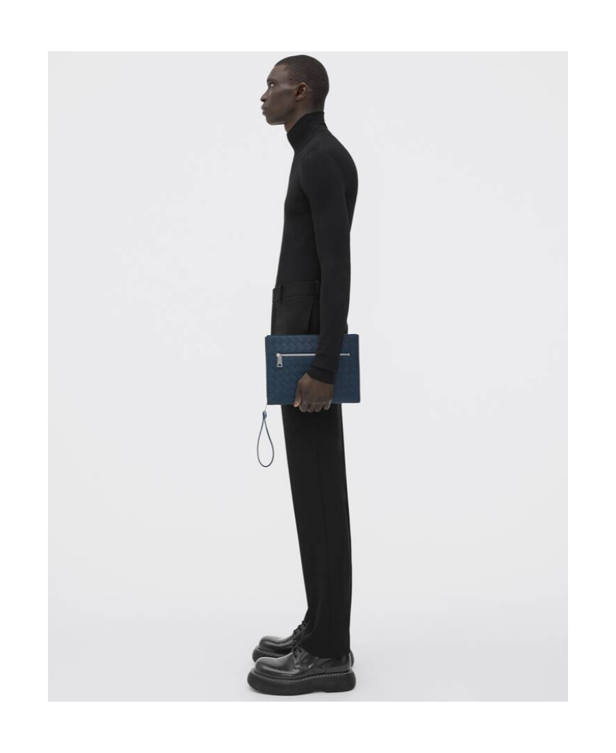 Bottega Veneta Medium Intrecciato Document Case In Blue