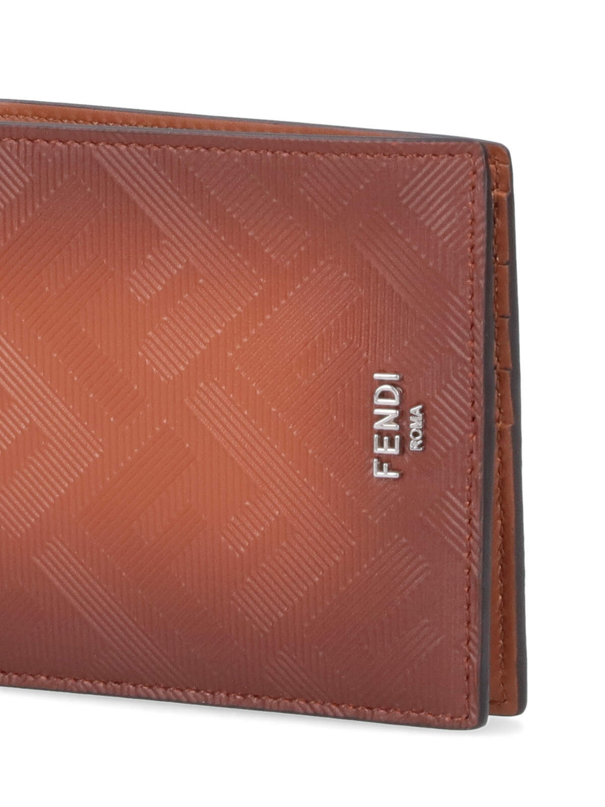 Fendi Logo-plaque Bi-fold Wallet In Brown