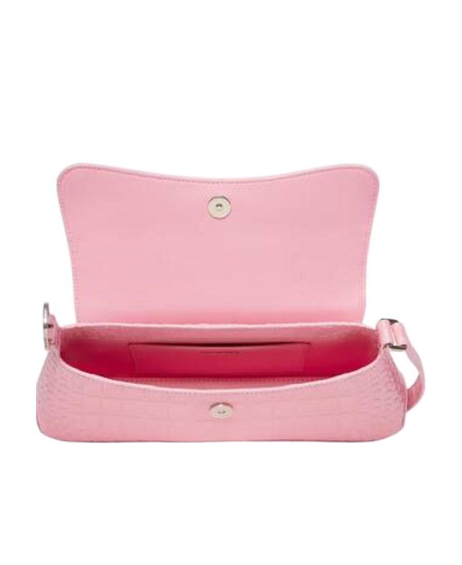 Balenciaga Xx Flap Crocodile Embossed Leather Shoulder Bag In Pink