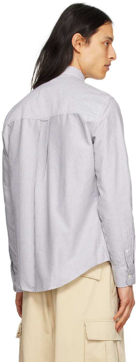 Ami Alexandre Mattiussi Ami Paris Ami De Coeur Buttoned Striped Shirt In White