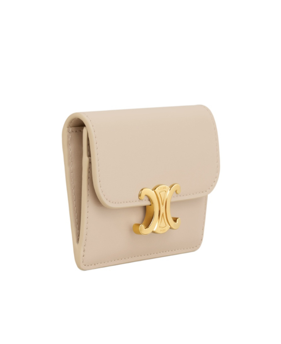 Celine Triomphe Flip Card Bag In Nude