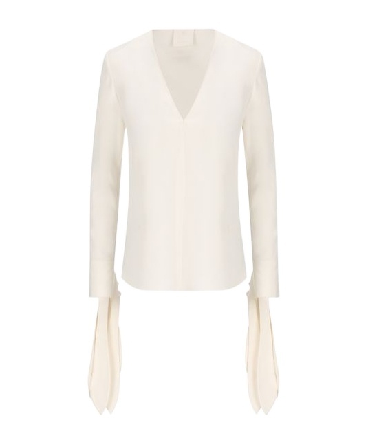 Givenchy Blouse With Bows In Poplin And 4g Embroidery In White