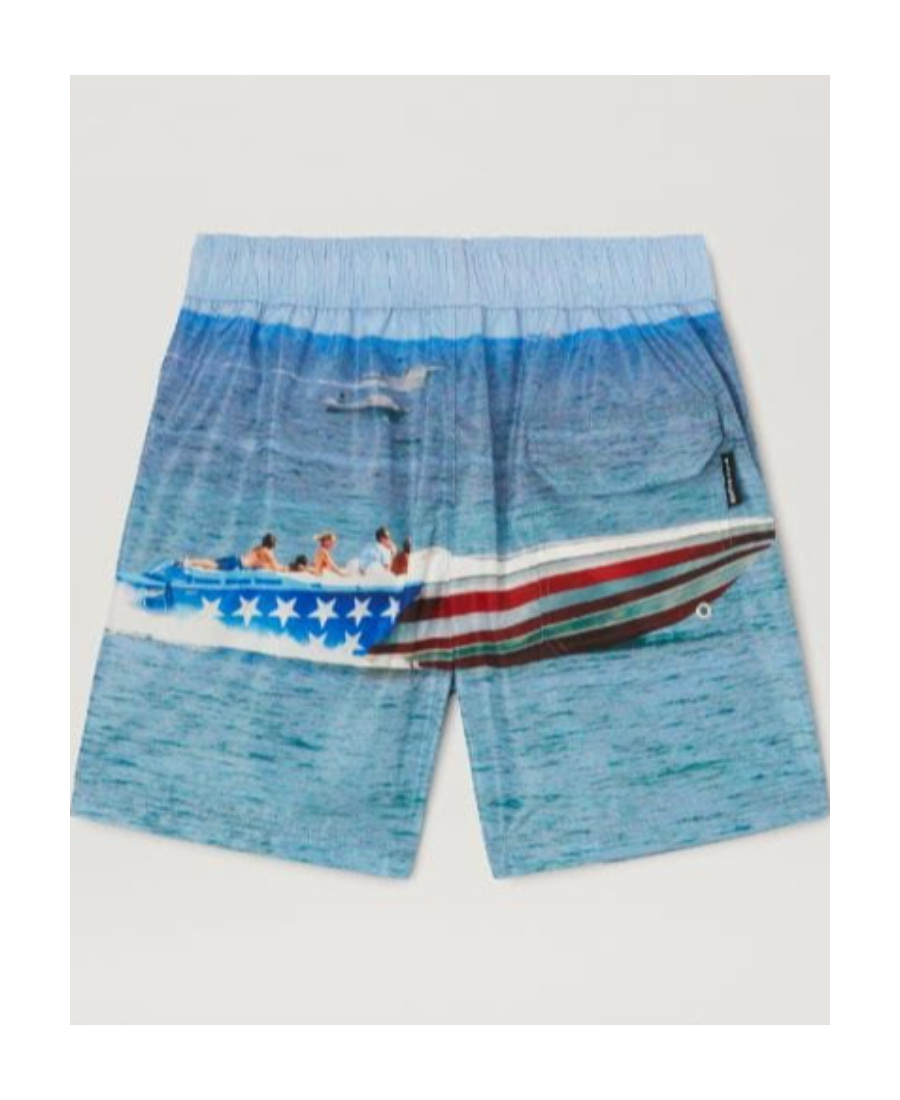 Palm Angels Getty Speedyboat Swimshorts In Blue