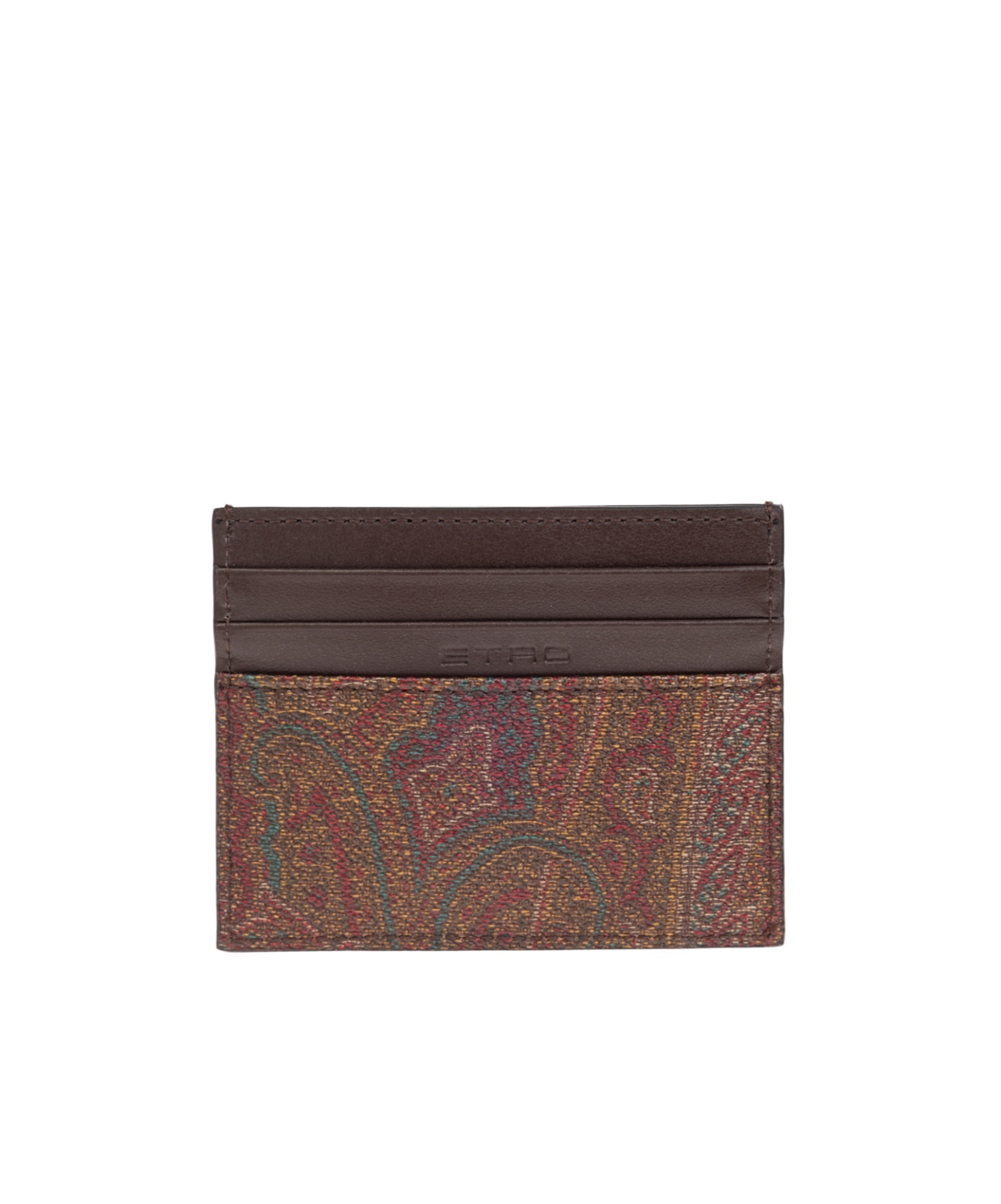 Etro Paisley Jacquard Cardholder In Brown