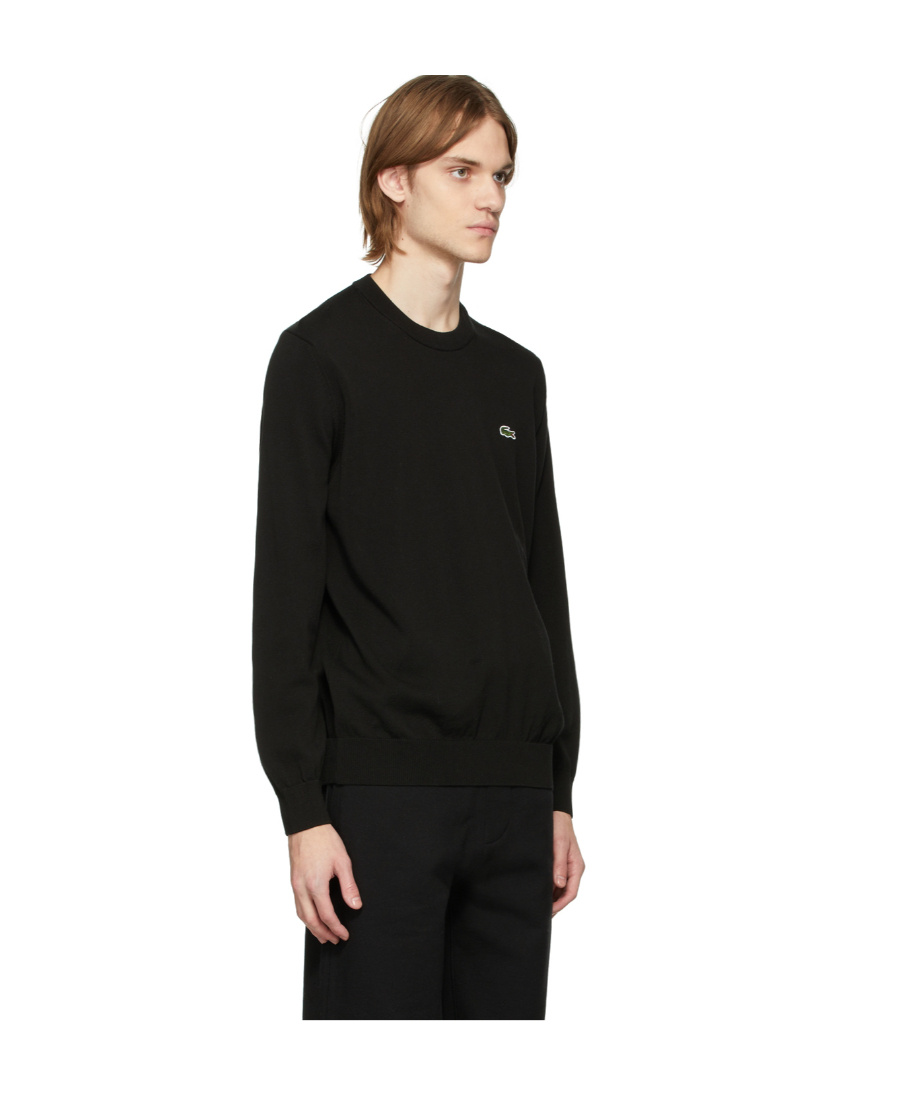 Lacoste Mens Crew Neck Fleece Sweatshirt In Black