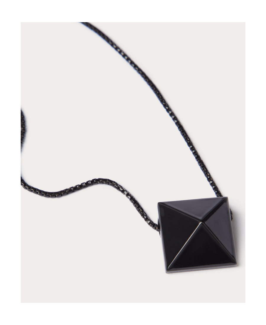 Valentino Logo Metal Necklace In Black