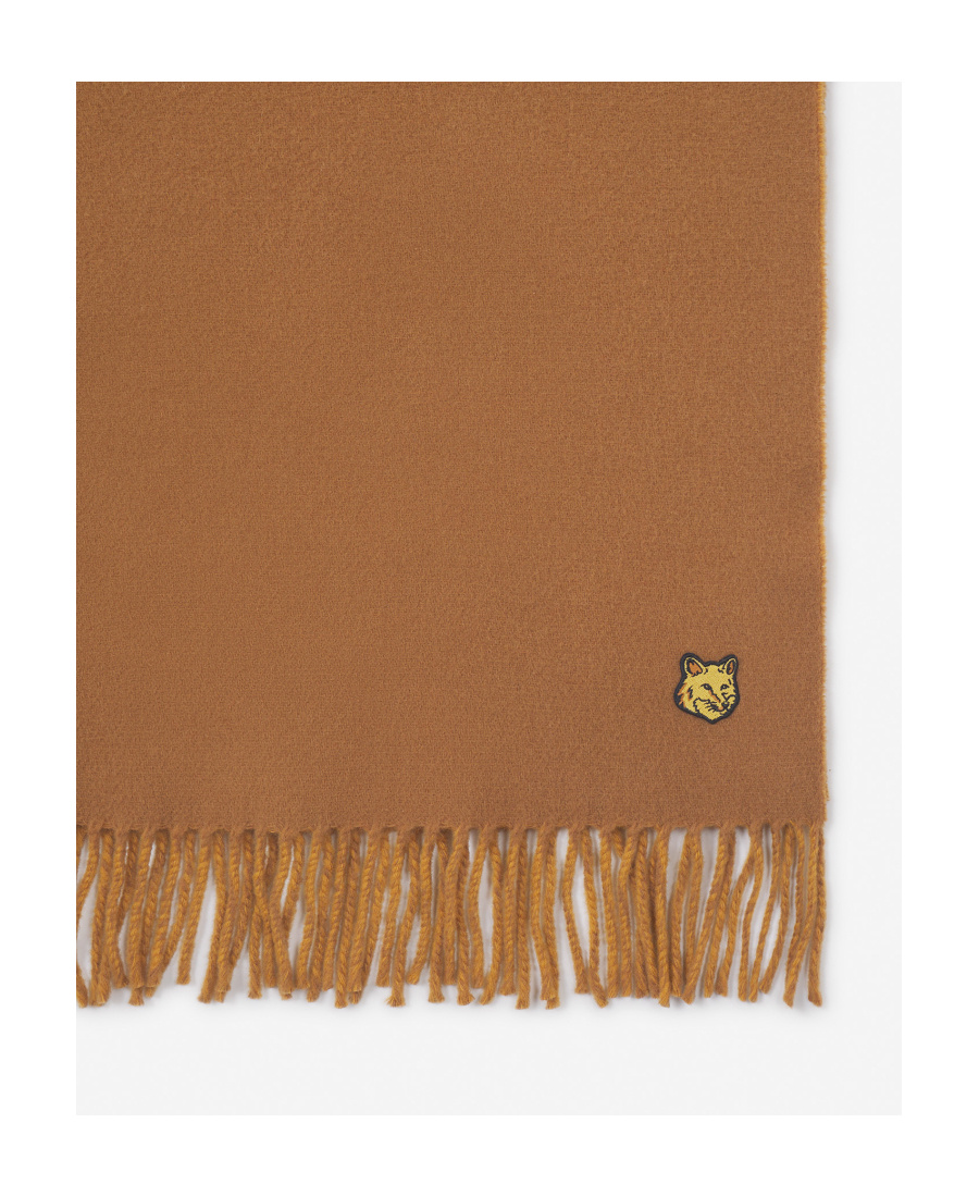 Maison Kitsuné Fox-patch Fringed Scarf In Brown
