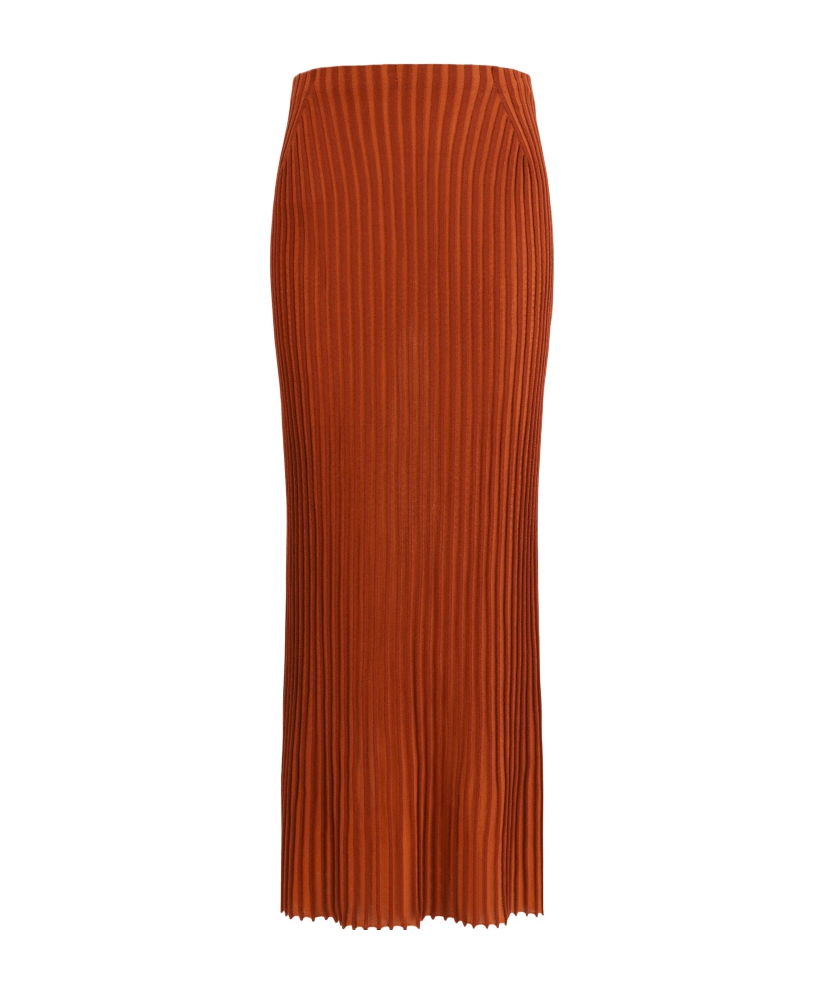 Gabriela Hearst Long Knitted Skirt With Narrow Ribs In Brown