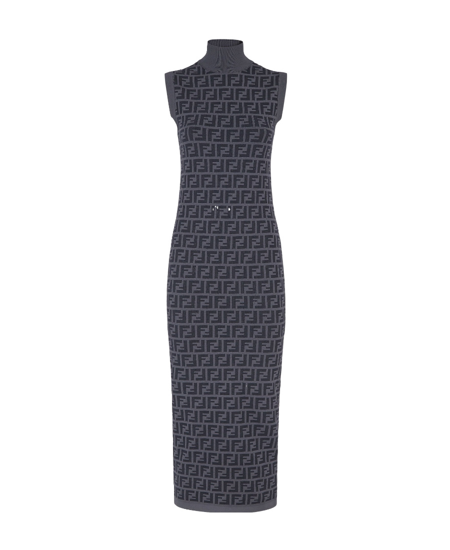 Fendi Grey Viscose Blend Dress In Blue