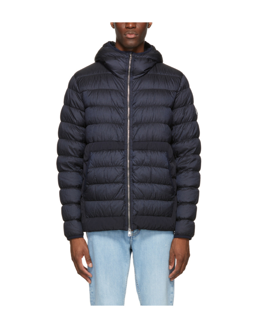 Moncler Hooded Quilted Down Jacket In Blue