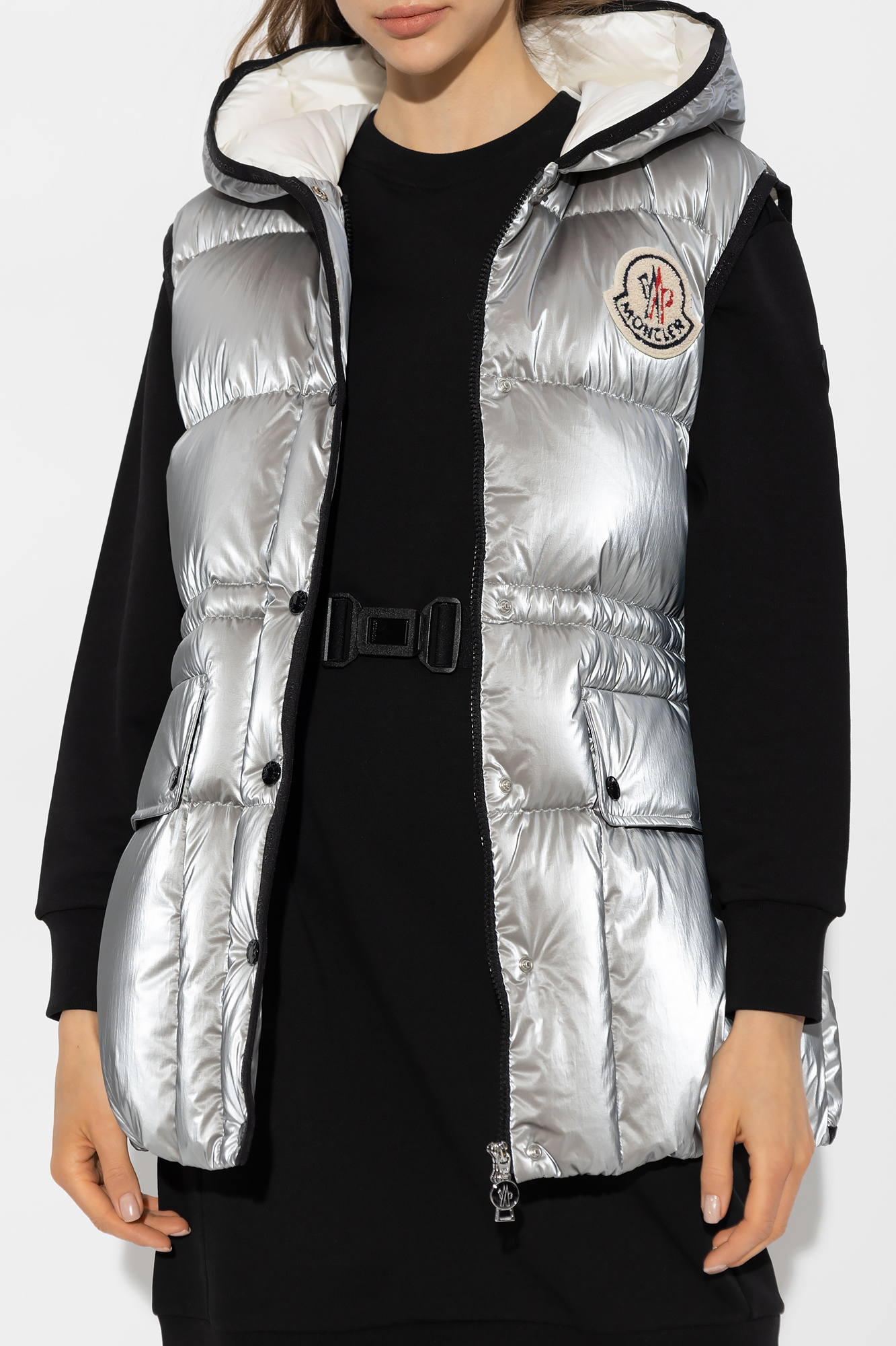 Moncler Hera Hooded Down Gilet In White