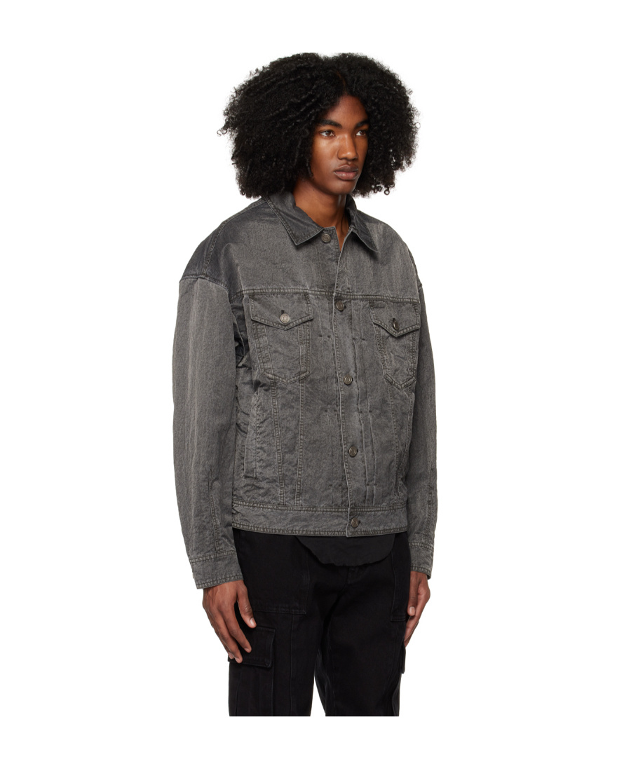 Juunj Dark-wash Denim Jacket In Black
